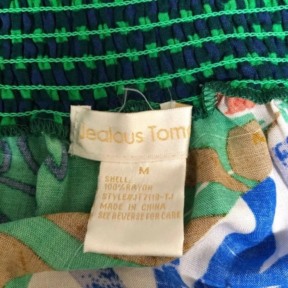 Jealous Tomato Green‎ Tropical Leaf Print Blouse M